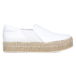 VINCE Wilden White Leather Espadrille Slip-On Flatform Loafers Sneakers sz 40